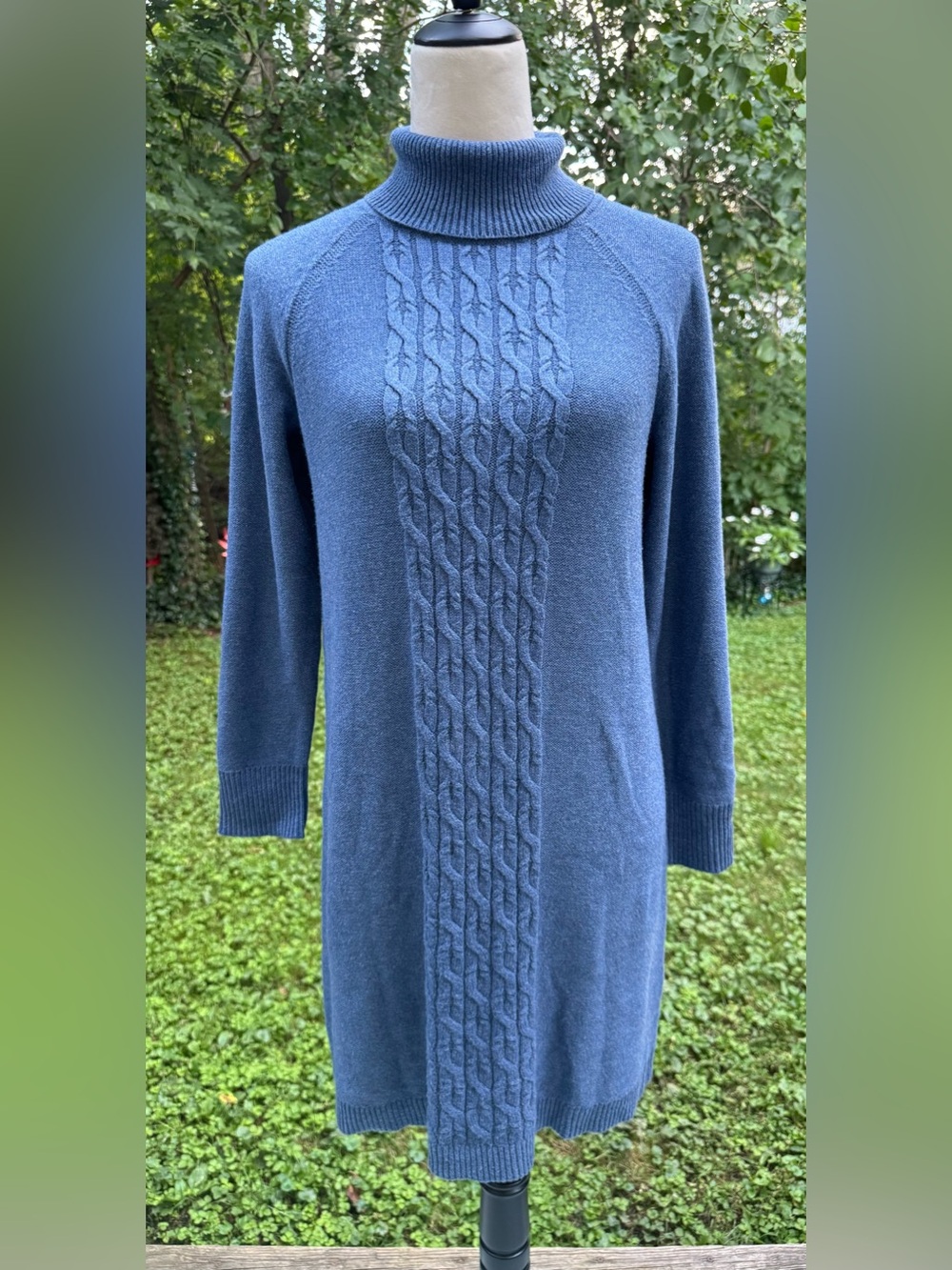 J.Jill Petite Blue Cabled Turtleneck Sweater Dress Size S/P